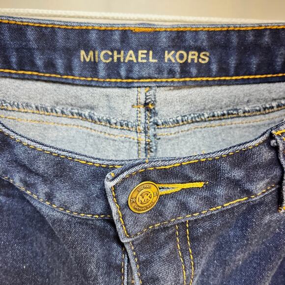 Michael Kors Blue Jeans Women's 8 Mid Rise Bootcut Dark Actual W32 L31.5 Stretch - Picture 3 of 4